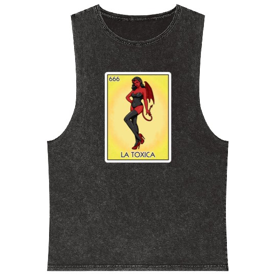 La Toxica Card Funny Toxic Women's La Toxica Mineral Wash Tank Tops