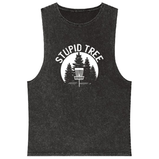 Stupid Tree Distressed Disc Golf Mineral Wash Tank Tops