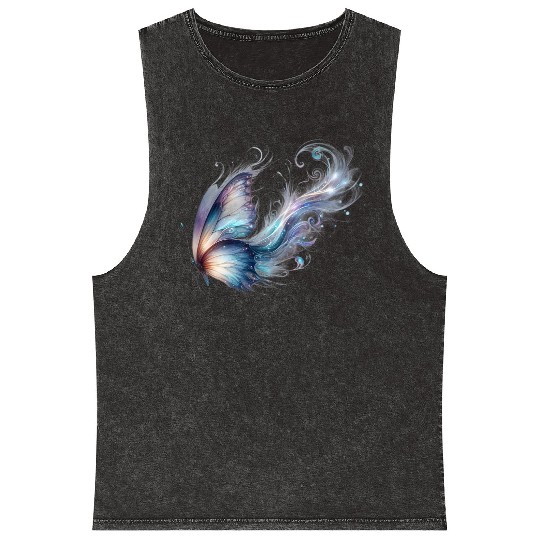 Colorful Butterfly Design – Enchanting Art Mineral Wash Tank Tops