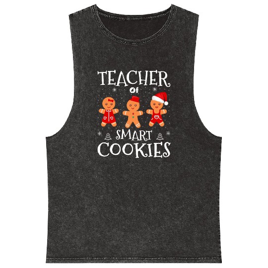 Christmas Teacher Gingerbread Cookies Students Mineral Wash Tank Tops