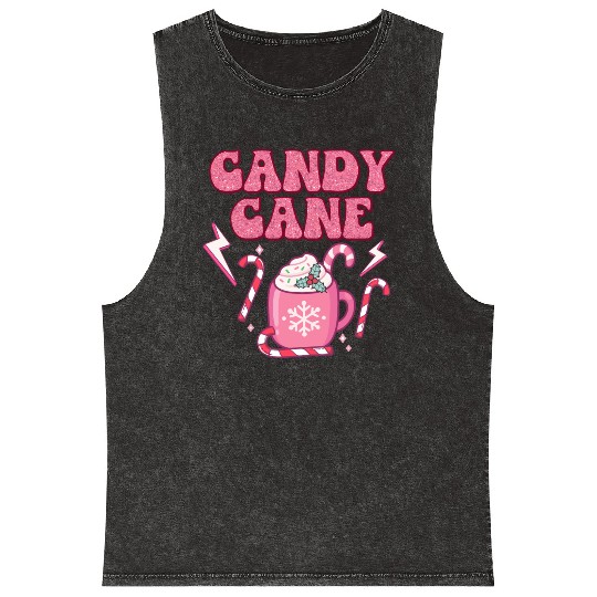 Christmas Candy Cane Santa Xmas kids Women Men Mineral Wash Tank Tops