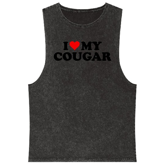I Love Cougars Cougar Humor Valentine's Day 3WH1 Mineral Wash Tank Tops
