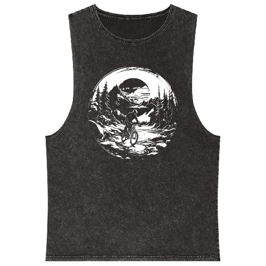 Mountain Biker Graphic Mineral Wash Tank Tops