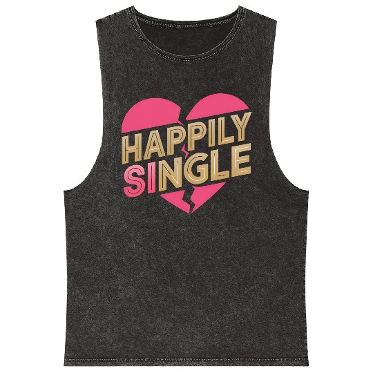 Boldly Independent and Happily Single Style Mineral Wash Tank Tops