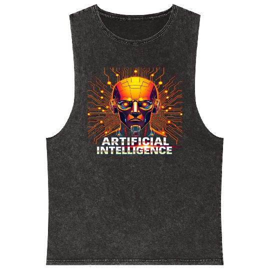 AI Artificial Intelligence Mineral Wash Tank Tops