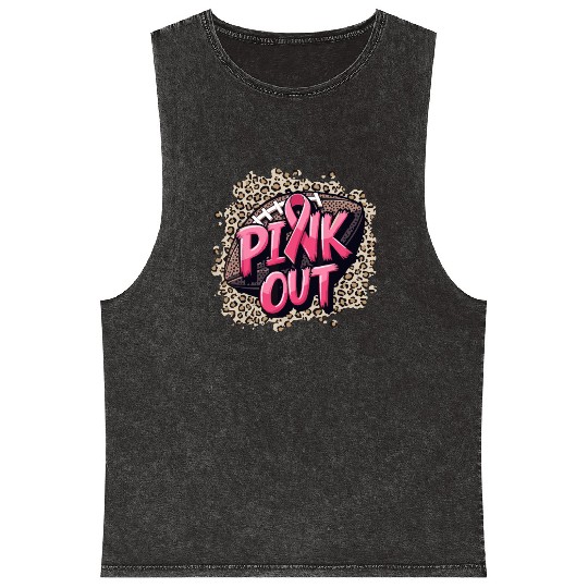 Pink Out Breast Cancer Football Coquette Bow Mom Mineral Wash Tank Tops