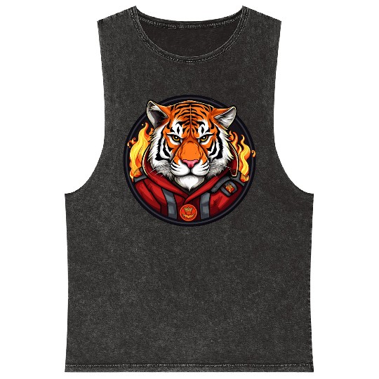 Tiger Firefighter Mineral Wash Tank Tops