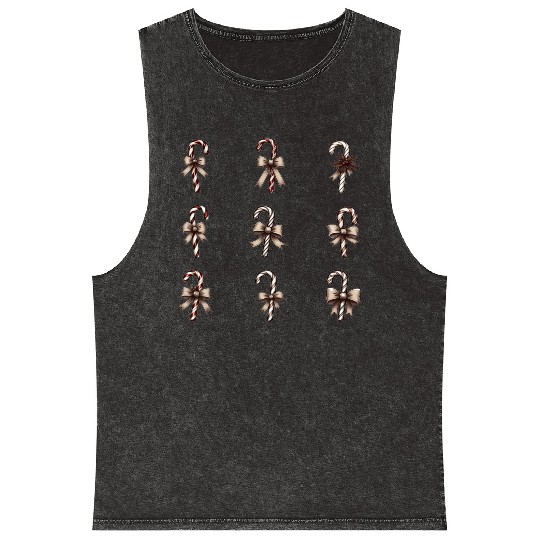 christmas cheer candy cane Mineral Wash Tank Tops