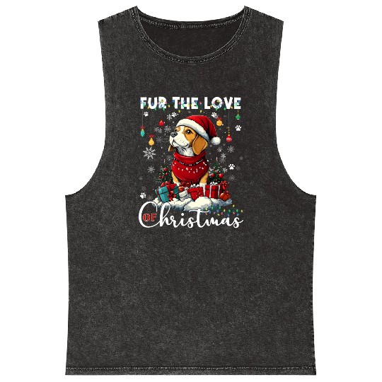 Beagle Christmas Tree Lights Decorations Dog Lover Mineral Wash Tank Tops