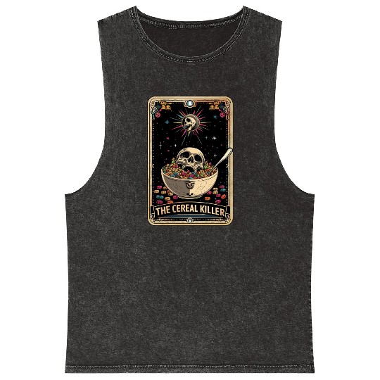 Cereal Killer Tarot Card Horror Movies True Crime Mineral Wash Tank Tops