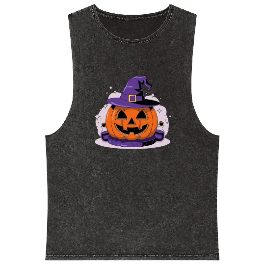 Witchy Jack-O'-Lantern Mineral Wash Tank Tops