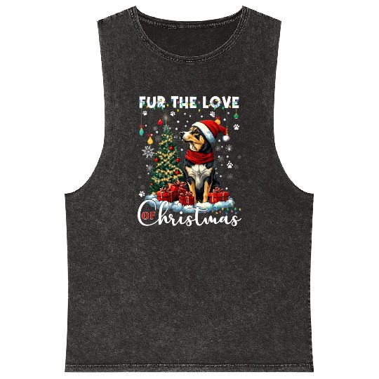 French Bulldog Christmas Tree Decoration Dog Lover Mineral Wash Tank Tops