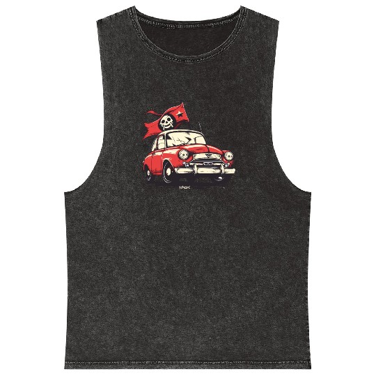 Communist Soviet Pirate Retro Car Mineral Wash Tank Tops