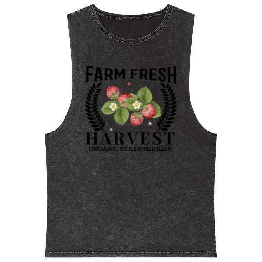 Farm Fresh Harvest, Strawberries Harvest Design Mineral Wash Tank Tops