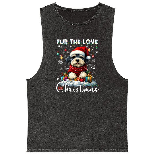 Shih Tzu Christmas Tree Lights Decorations Dog Mineral Wash Tank Tops