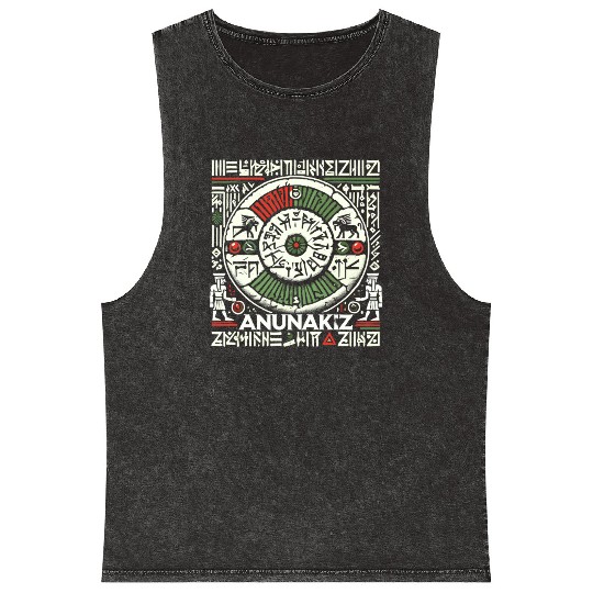 Anunakiz Eternal Akkadian Anunnaki Wheel Mineral Wash Tank Tops