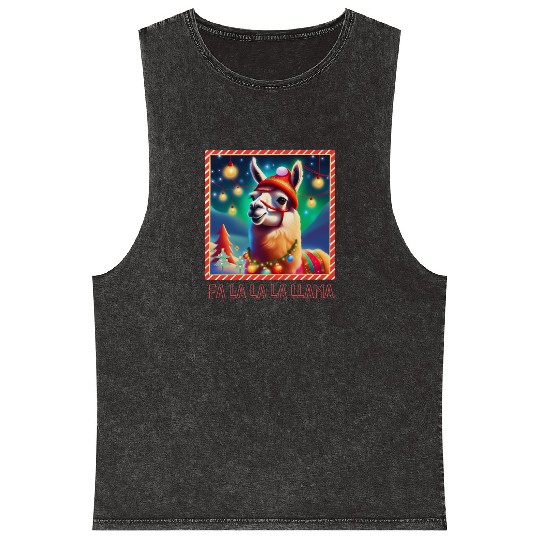 Fa La La La LLama Mineral Wash Tank Tops