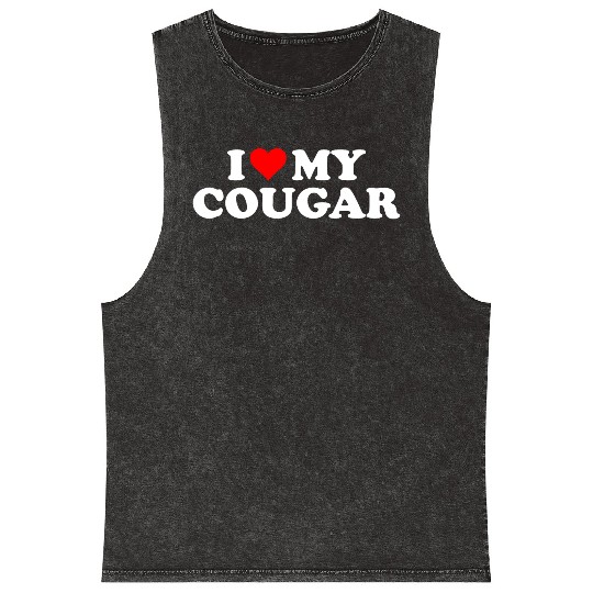 I Love Cougars Cougar Humor Valentine's Day 3BK1 Mineral Wash Tank Tops
