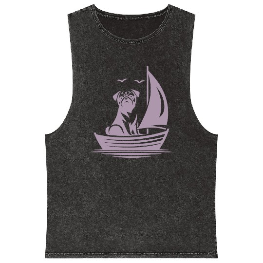 Pug silhouette sailboat minimalist Mineral Wash Tank Tops