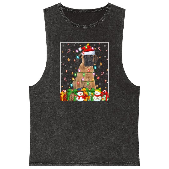 Mastiff Dog Christmas Lights Mineral Wash Tank Tops