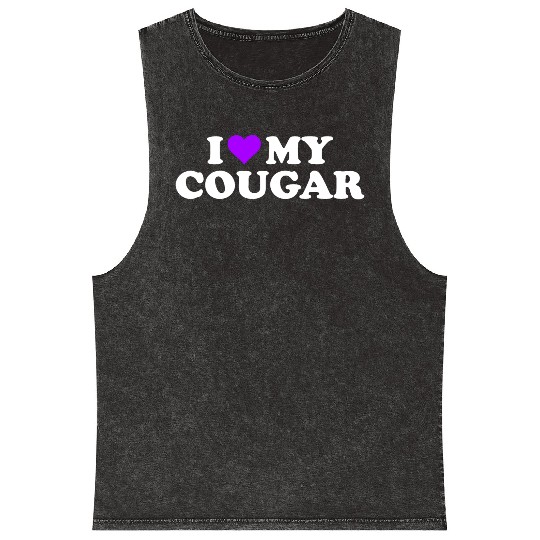 I Love Cougars Cougar Humor Valentine's Day 3BK4 Mineral Wash Tank Tops