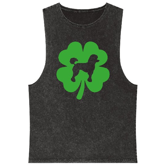 Poodle Shamrock St Patrick's day Dogs Lover Mineral Wash Tank Tops