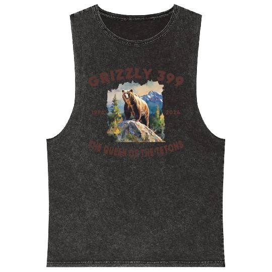 Grizzly 399 1996 - 2024, Queen of the Tetons Mineral Wash Tank Tops