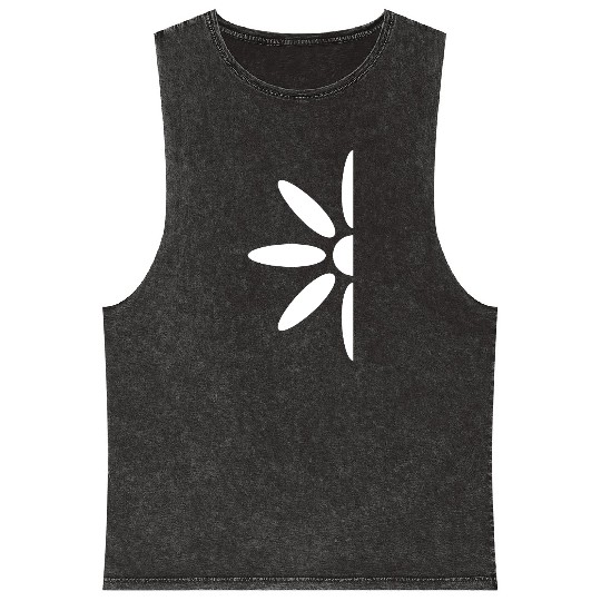 Small Daisy Half Flower White Decorative Beautiful Mineral Wash Tank Tops