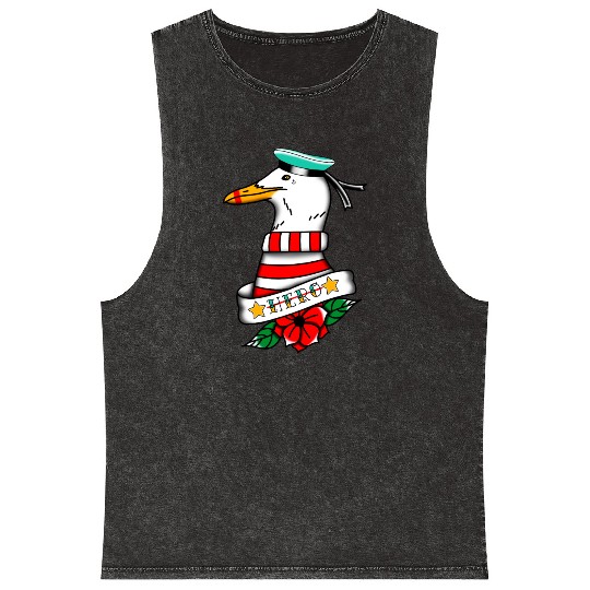 Hero Seagull Tattoo Mineral Wash Tank Tops
