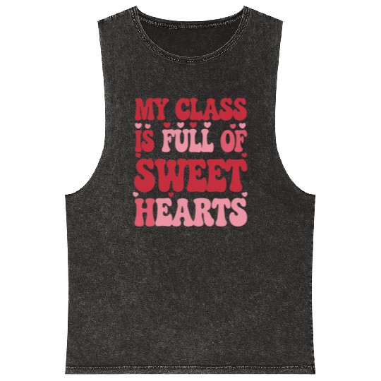 My Class is Full of Sweethearts Valentine's Day Mineral Wash Tank Tops