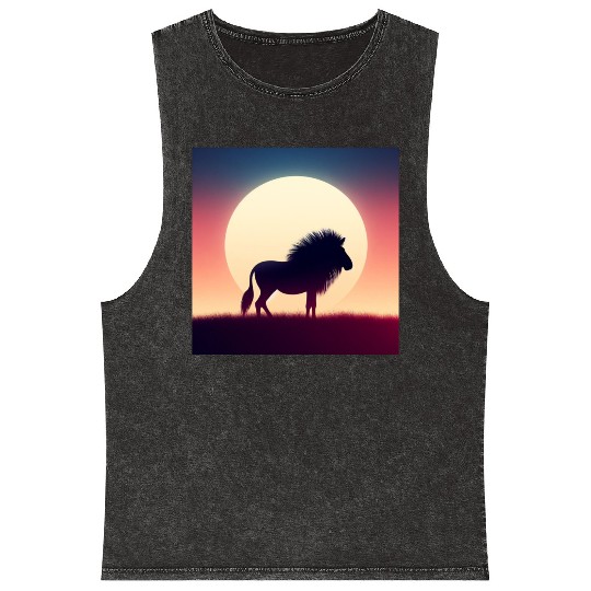 Lion Graphic Mineral Wash Tank Tops