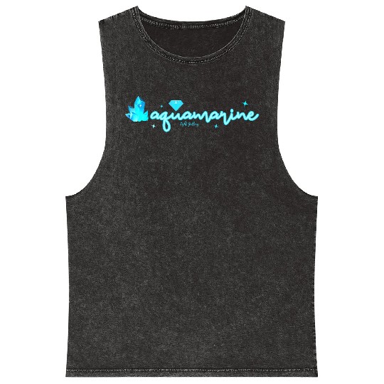 Aquamarine gemstone jewel Mineral Wash Tank Tops