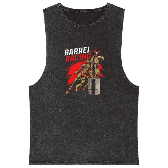 Horse Riding Cowgirl Barrel Racing Rodeo Mineral Wash Tank Tops
