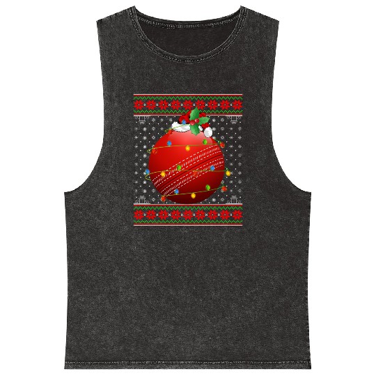 Cricket Player Christmas Mineral Wash Tank Tops