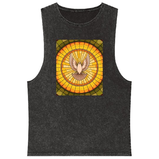 Stained Glass Dove in Flight - Peace & Spiritualit Mineral Wash Tank Tops