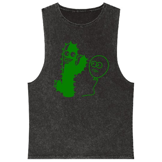 Cactus Balloon Friends Handshake Greeting Spikes Mineral Wash Tank Tops