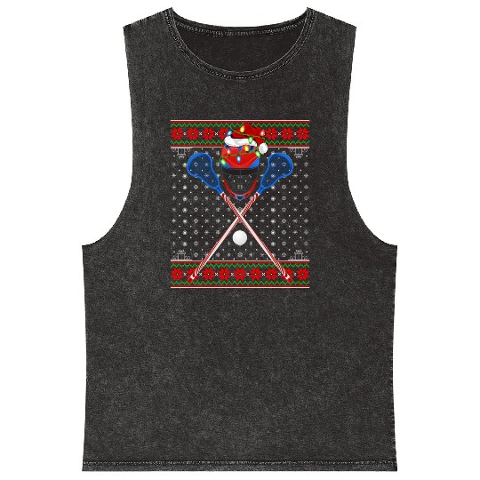 Lacrosse Player Christmas Mineral Wash Tank Tops
