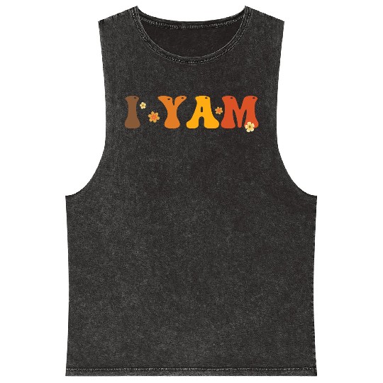 Sweet Potato I Yam Groovy Flower Mineral Wash Tank Tops