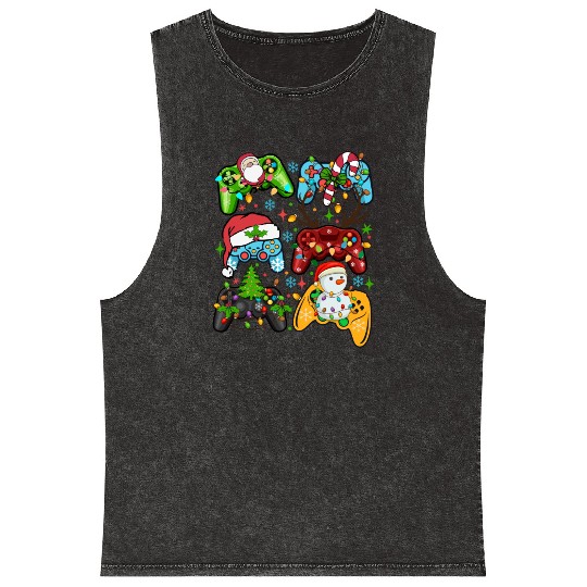 Christmas gaming Mineral Wash Tank Tops