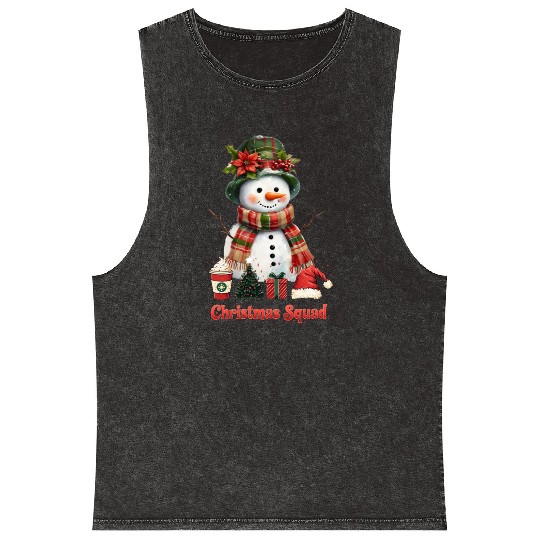 Snowman Christmas Family Gathering Mineral Wash Tank Tops