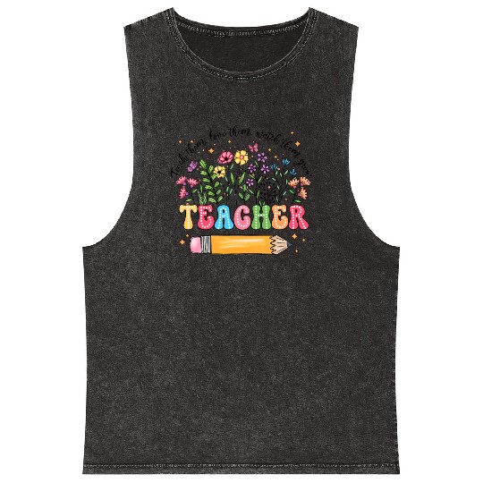 Teacher Wildflowers Mineral Wash Tank Tops