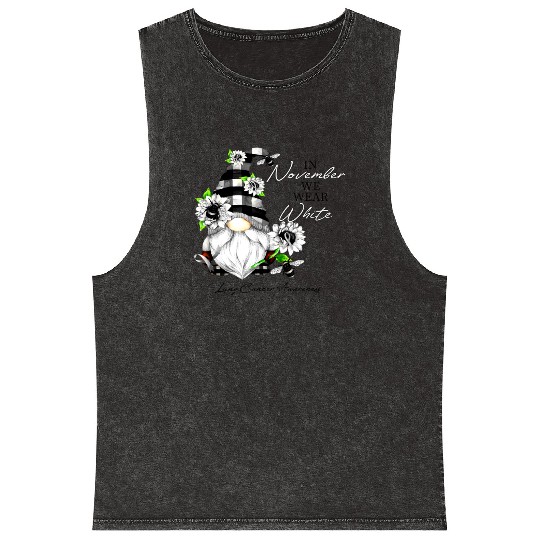 In November We Wear White for Lung Cancer Gnome Mineral Wash Tank Tops