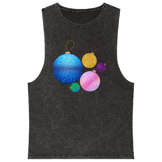 Xmas multicolor glisser balls ornement Mineral Wash Tank Tops