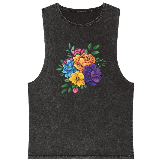 Flower Bouquet Flowers Flowers Mineral Wash Tank Tops