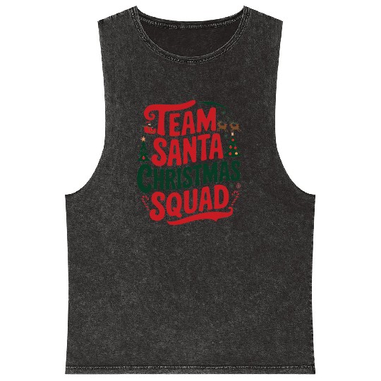 Team Santa Christmas Squad Festive Holiday party Mineral Wash Tank Tops