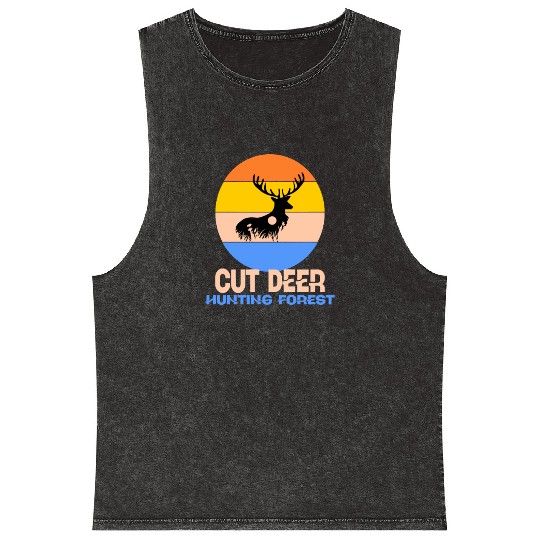 Cut Deer Hunting Forest Mineral Wash Tank Tops