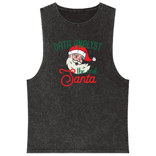 Data Analyst xmas the real Santa Christmas Mineral Wash Tank Tops