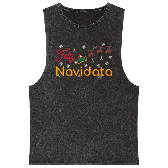 Data Science xmas Feliz Navidata Christmas Mineral Wash Tank Tops
