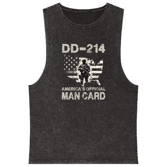 DD 214 America s Official Man Card Mineral Wash Tank Tops