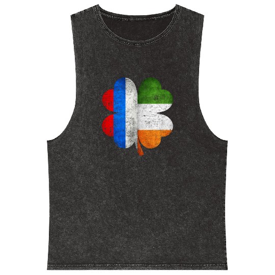Russian Irish Shamrock Russia Ireland Flag Mineral Wash Tank Tops
